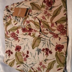 Linen-blend Maison d' Amelie floral wrap-front skirt